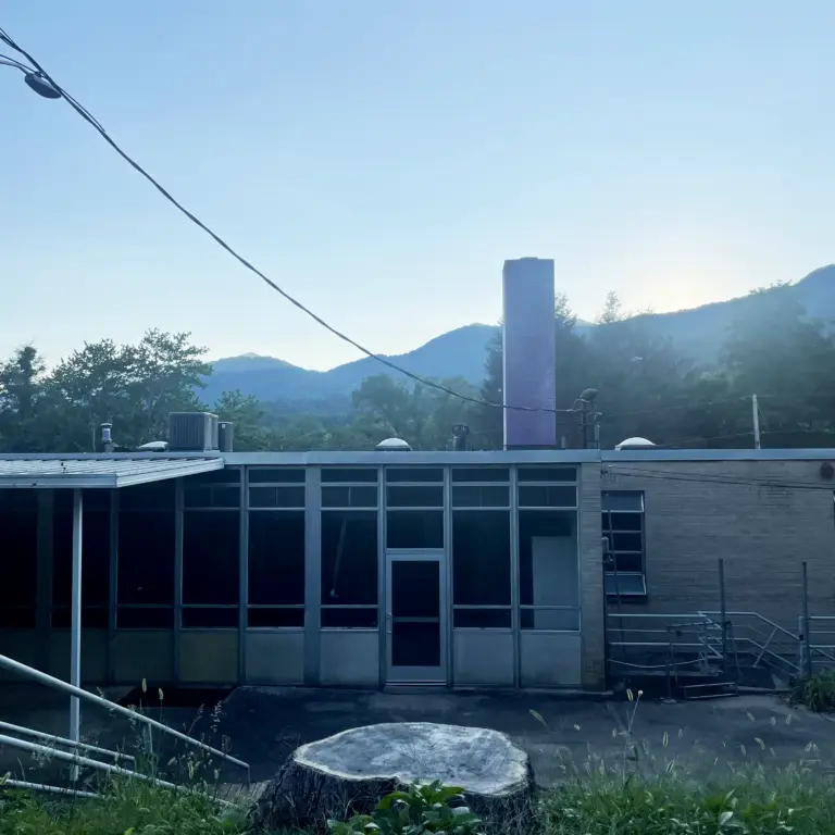 rear view of church street studios with the mountains in the distance