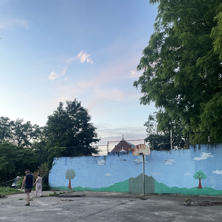 basketball court at church street studios at sunset